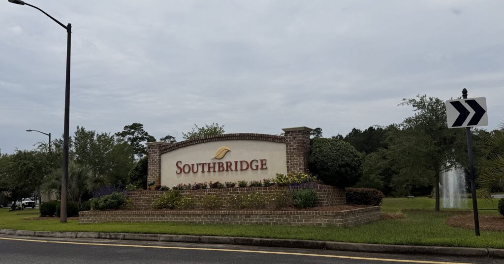 Southbridge community entrance sign in West Savannah, GA